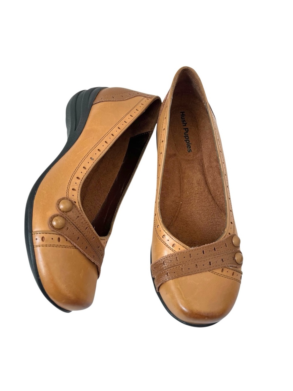 Hush Puppies Burlesque Tan Flats Casual Shoes Size 9